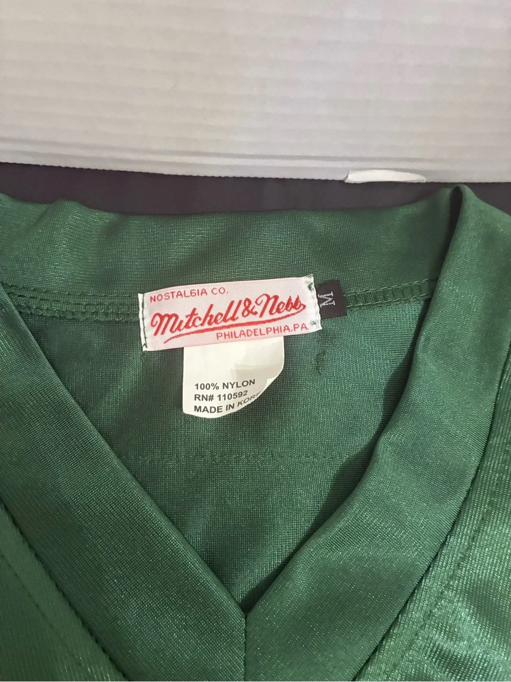 Mitchell & Ness Forest Green V‑neck Jersey Top - Picture 4 of 7